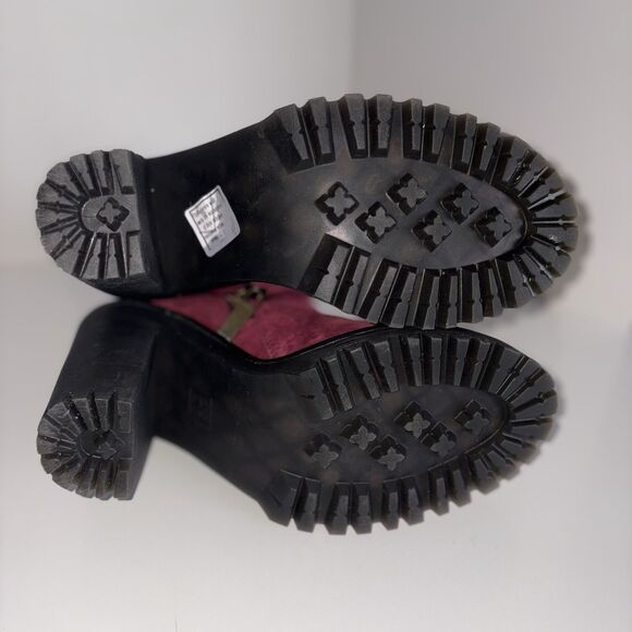 Doc Martens Size 7 Magdalena Suede Leather Ankle Boots 4" Heels Burgundy Wine - Picture 12 of 12